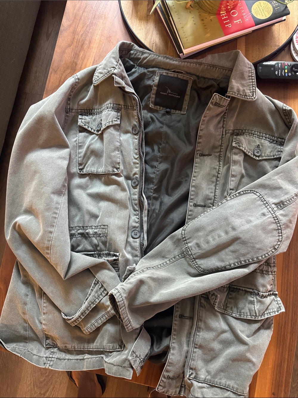 Mark Anthony Men's Casual Utility Jacket in Faded Olive Green
